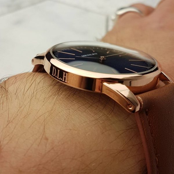 Discreetly Personalised Rose Gold Mens Watch with FREE Engraving