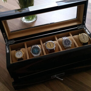 Gents Wooden Watch Storage Box With Cufflink Drawer
