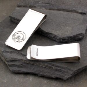 Claddagh Money Clip In Silver & Personalised - Galway Inspired Irish Claddagh Gift Engraved With Your Message with Gift Wrapping