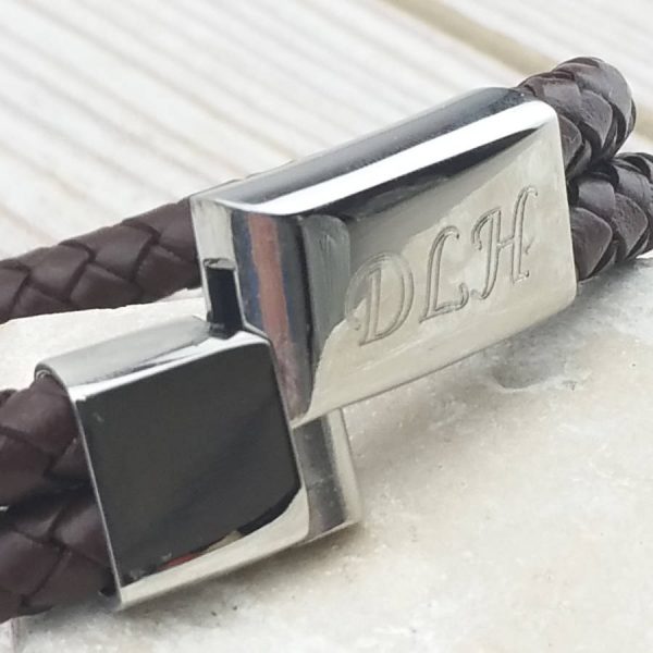 Personalised Men's Leather Bracelet with FREE ENGRAVING