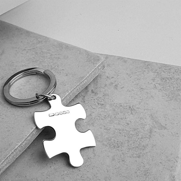 Personalised Jigsaw Keyring In Silver on ShopStreet.ie Silver Keyrings
