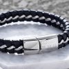 Personalised Leather Bracelet For Men with FREE ENGRAVING. Black Leather with Metal. - ShopStreet.ie Leather Bracelets for Men