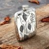 Leaf Nature Personalised Hip Flask with FREE Engraving. Handmade in Pewter. ShopStree.ie Engraved Hip Flasks.