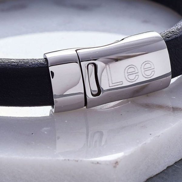 Mens Leather Bracelet In Black Personalised with FREE ENGRAVING - ShopStreet.ie Leather Bracelets for Men