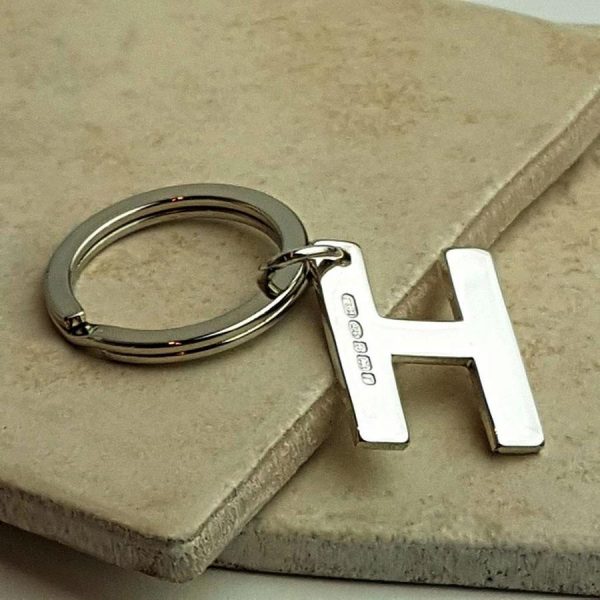 Alphabet Initial Keyring in Hammered Silver - ShopStreet Silver Personalised Keyrings