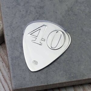 Custom Guitar Pick For 40th Birthday In Silver - ShopStreet.ie Gifts For Guitar Players