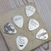 Personalised Wedding Guitar Pick In Sterling Silver For Best Man & Wedding Usher. Personalised With Engraved Message. Handmade Guitar Gift For Guitar Players