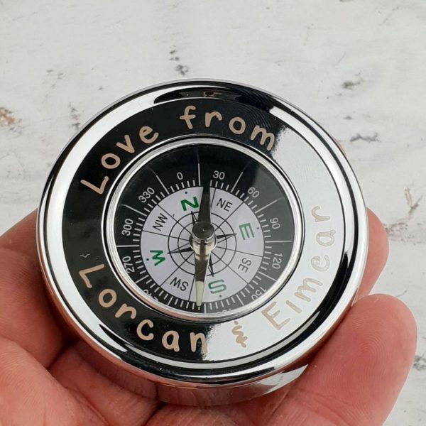 Personalised Father's Day Compass. Brass Desk & Pocket Compass with Silver Plating and Aluminium Box. FREE Engraving on both Compass & Presentation Box. Fathers Day Engraved Compass with Gift Wrapping.
