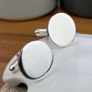 Personalised Round Silver Cufflinks For Men, Hallmarked Sterling Silver, Designed & Handmade To Order by our Silversmithing & Cufflink team. Gift Wrap Available