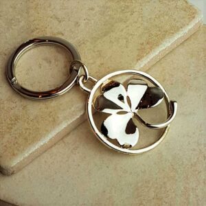 Lucky Shamrock Silver Keyring. Irish Silver Keyring To Bring Luck At The Galway Races for the Irish Man In Your life. Quality Hallmarked Silver Handmade Keyring.