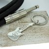 Electric Guitar Personalised Silver Keyring. Personalised Keyring With Engraved Message. Handmade & Hallmarked Electric Guitar Gift For Guitar Players.