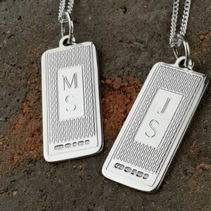 Silver Dog Tags For Men Personalised with Engraved Initials on Sterling Silver Chain. Silver Mens Dog Tag Necklace & Pendant with FREE ENGRAVING & Gift Wrap.