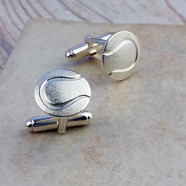 Tennis Ball Cufflinks For Men In Sterling Silver. Handmade & Hallmarked Tennis Ball Cufflinks. Cufflinks for Wimbledon & Tennis Fans with Gift Wrapping.