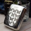 Ladies Personalised Butterfly Hip Flask with Engraving. Butterfly Personalised Hip Flask for Valentine's Day, Wedding, Bride, Bridal Party, Bridesmaid & Hen Party.