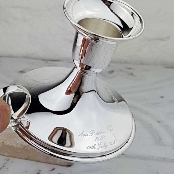 Personalised Silver Christening Candlestick Holder