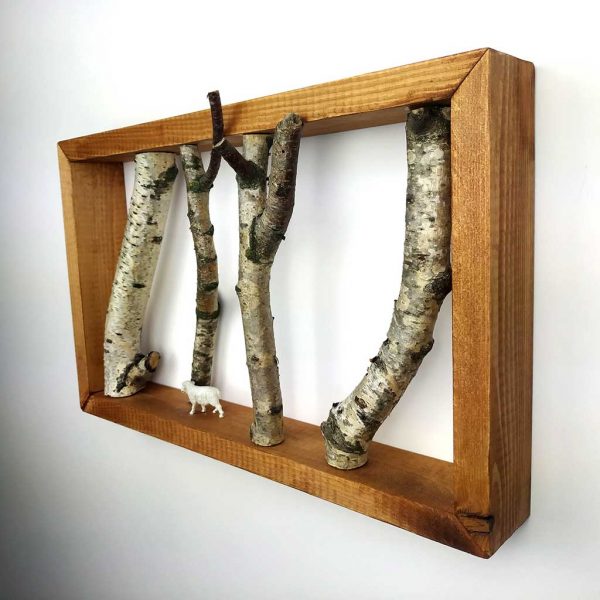 White Birch Forest Wall Art with Pine Frame. Unique Handmade Wall Art, Interior Design, Home Deco made from Polish Forest Birch Trees.