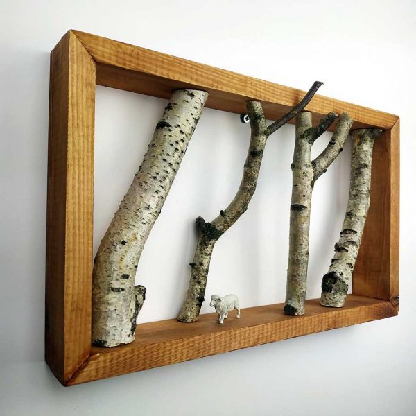 White Birch Forest Wall Art with Pine Frame. Unique Handmade Wall Art, Interior Design, Home Deco made from Polish Forest Birch Trees.