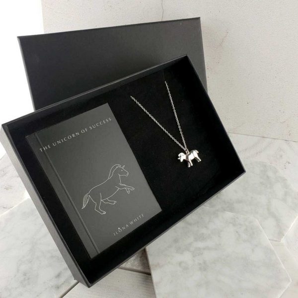 Sterling Silver Unicorn Pendant on 24 inch Silver Chain with Illustrated ‘The Unicorn of Success‘ Booklet. Romantic Unicorn Silver Gift with Gift Wrapping.