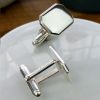 Cufflinks - Mens Personalised Silver Cufflinks With Mirror Lozenge Design