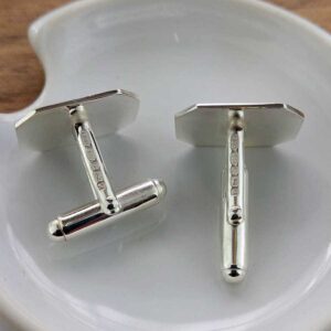 Mens Stepped Rectangular Silver Cufflinks with Mirror Finish. High Quality, Rectangle, Personalised Silver Cufflinks Handmade, Hallmarked & Engraved To Order