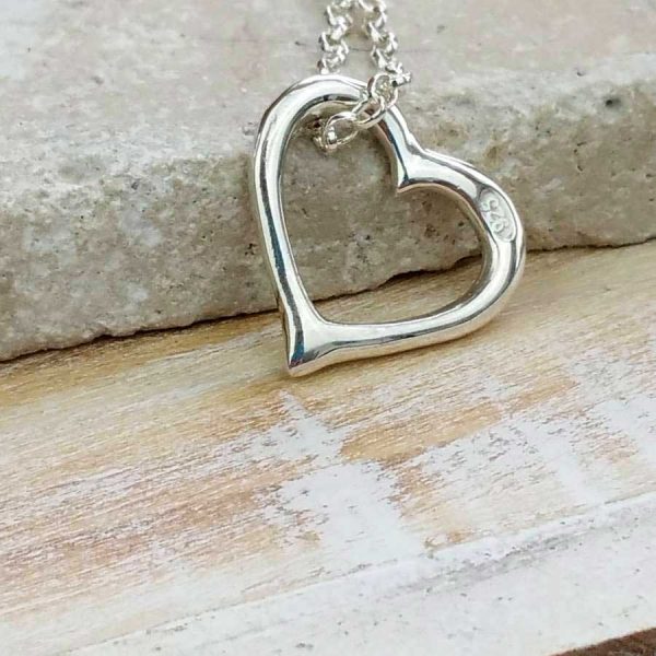 Heart Silver Necklace on Silver Chain For Valentines Day, Bride, Bridesmaid, Mother & Mother Of The Bride Pendant Necklace. Heart Necklace with Gift Wrapping.