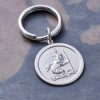 Personalised Silver St Christopher Key Ring. Hallmarked Sterling Silver Saint Christopher Key Ring / Key Fob with Free Personalised Engraving on the back.