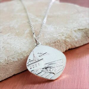Personalised Silver St Christopher Necklace Pendant. Sterling Silver Saint Christopher Necklace Pendant with Free Personalised Engraving.