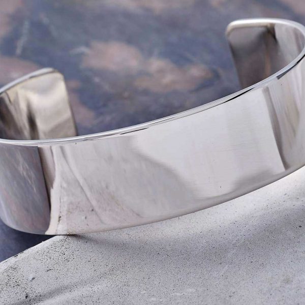 Personalised Ladies Silver Cuff Bracelet Bangle For Her. Silver Bracelet Engraved With Personal Message on Outside & Inside. Handmade Silver Ladies Gift For Her