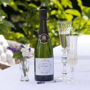 Personalised Wedding Engagement Champagne Gift with Personal Message printed beneath 