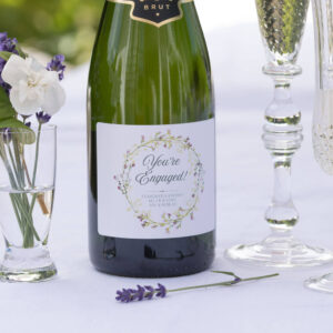 Personalised Wedding Engagement Champagne Gift with Personal Message printed beneath "You're Engaged!". French Champagne with Personalised Label & Presentation Tube.