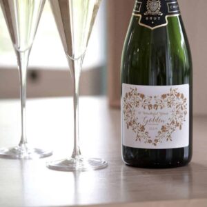 Golden Wedding Champagne & Personalised Glasses Gift Set