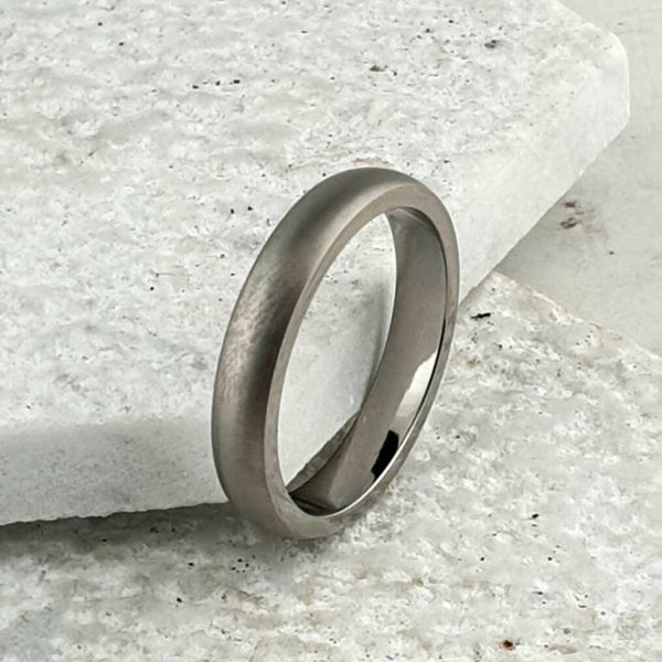 Personalised Men's Titanium Wedding Ring with Brushed Finish and Crisp Polished Edges & Inside. Made To Order Titanium Wedding Ring with Personalised Engraving.