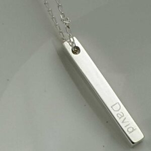 Personalised Silver Bar Pendant Necklace with Two 2 Hearts. Handmade Sterling Silver Bar Pendant + Gift Wrap For Valentine, Bride, Birthday & Special Occasions.
