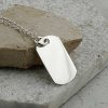 Personalised Dog Tag Silver Pendant Necklace For Men on Silver Chain