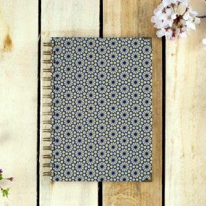 Notebook, Diary, Sketchbook, Art Journal - Washi Blue Gold Geometric Eco Stationary. Cartridge, Bristol Illustration & Watercolour Paper A5 Art Supplies.
