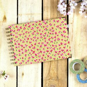 Notebook, Diary, Sketchbook, Art Journal - Eco Japanese Chiyogami Washi Stationary Handmade In Gold & Floral. Cartridge, Bristol & Watercolour A5 Art Supplies