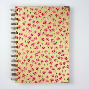 Notebook, Diary, Sketchbook, Water Colour Paper Journal - Eco Japanese Chiyogami Washi Stationary Handmade In Gold & Floral. Cartridge, Bristol & Watercolour.
