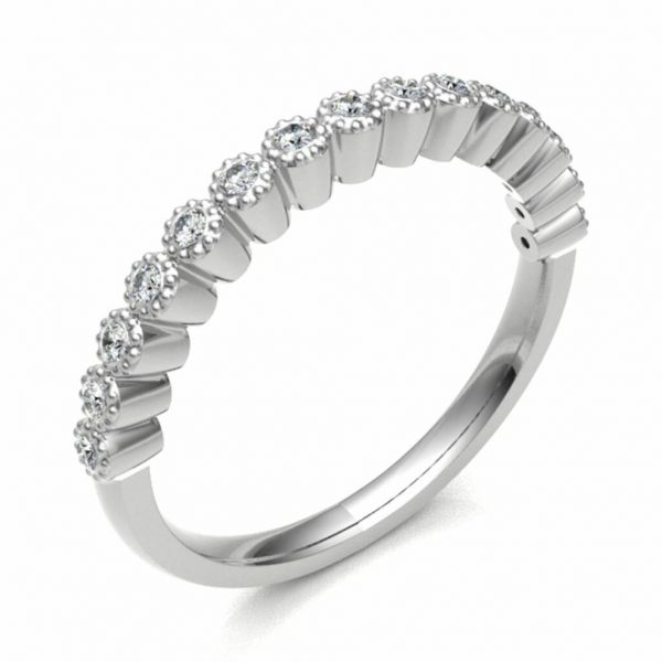 18ct White Gold Diamond Set Eternity Ring Handmade In Vintage Style. Eternity Ring with high quality GH S/I classification diamonds, total approx 0.13 carats.