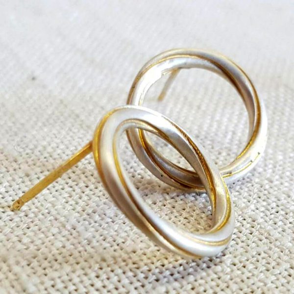 Twist Circle Create Your Own Silver Earrings Handmade in Satin or Polished, Sterling Silver, Yellow or Rose Gold Guilt with Circle or Hook Design plus Gift Wrap
