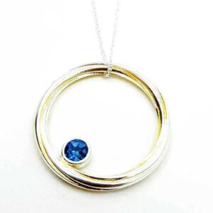 Create Your Own Pendant - Twist Circle Handmade Silver Pendant With Topaz in Satin or Polished, Sterling Silver, Yellow or Rose Gold Guilt with Gift Wrapping.