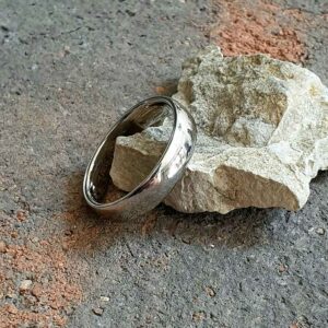 Personalised Men's Titanium Wedding Ring with Polished Finish on Face, Edges & Inside. Made To Order Titanium Wedding Ring with Personalised Engraving.
