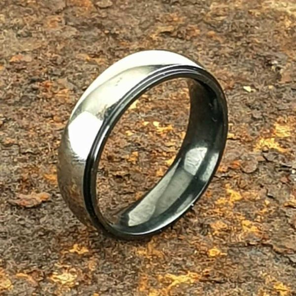 Men's Zirconium Wedding Ring With Personalised Engraving in High Polish or Satin Finish. Made To Order Personalised Zirconium Wedding Ring.