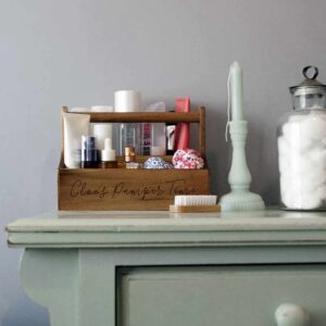 Spa Beauty Caddy Bathroom Storage with Free Personalised Engraving. Personalised Bathroom Storage Caddy Engraved with up to 25 Letters.