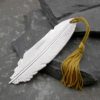 Feather Silver Bookmark - Personalised Sterling Silver Feather Bookmark with Choice Of Tassel. Handmade, hallmarked, bookmark personalised with engraved message