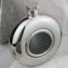 Engraved Glass Personalised Round Hip Flask & Presentation Box, Personalised with GLASS ENGRAVING. Pocket Sized Hip Flask All Events & Weddings.