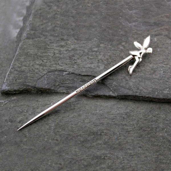 Silver Toothpick in Handmade Hallmarked Sterling Silver with Fairy Design in velour pouch with optional gift wrapping.