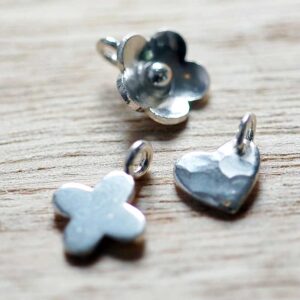 Silver Bracelet Heart, Star & Flower Charms.