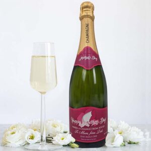 Personalised Mother's Day Champagne Bottle Gift available in Classic Brute, Rosé and Premium Champaign personalised on Top and Main Bottle Label.