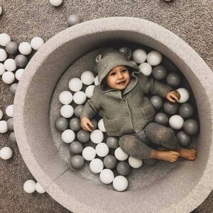 Round Foam Ball Pit For Children With 200 or 250 Balls in Black, Pink, Mint, Mint & Stars, Grey or Grey & Stars, Washable Cover. Custom Ball Colours. 90x40cm. Made in & Shipped From EU. ShopStreet.ie Ireland