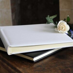 Wedding Album - Leather Wedding Album with 30 Hand-Bound Pages in Italian Pale Ivory Smooth Leather in sturdy Luxury Tissue Lined Presentation Box.